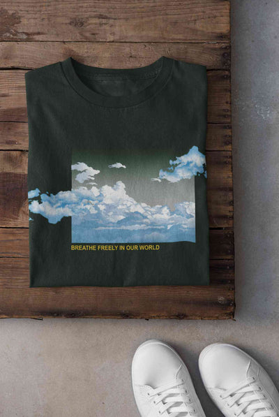 Cloud And Slogan Print Mens Half Sleeves T-shirt- FunkyTeesClub