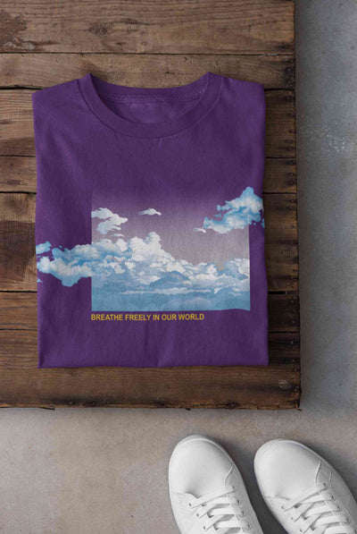 Cloud And Slogan Print Mens Half Sleeves T-shirt- FunkyTeesClub