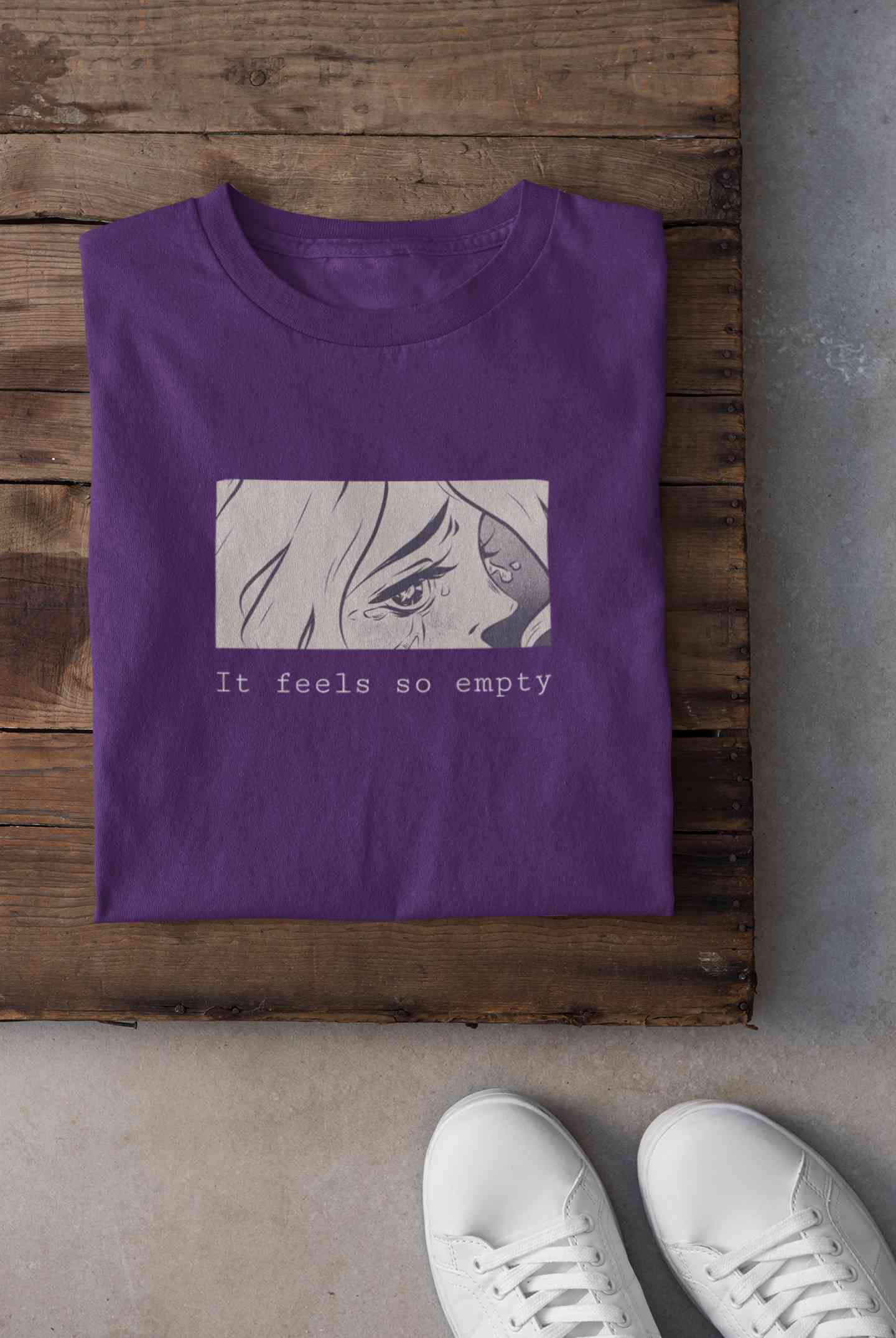 I feel So Empty Sad Manga Anime Theme Mens Half Sleeves T-shirt- FunkyTeesClub