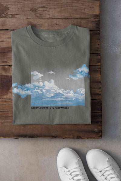 Cloud And Slogan Print Women Half Sleeves T-shirt- FunkyTeesClub