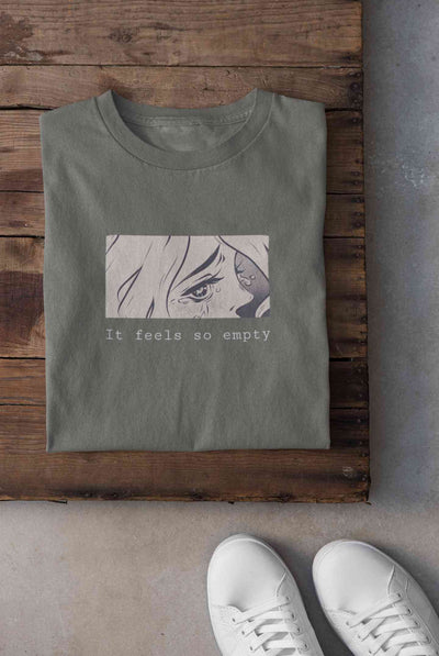 I feel So Empty Sad Manga Anime Theme Women Half Sleeves T-shirt- FunkyTeesClub