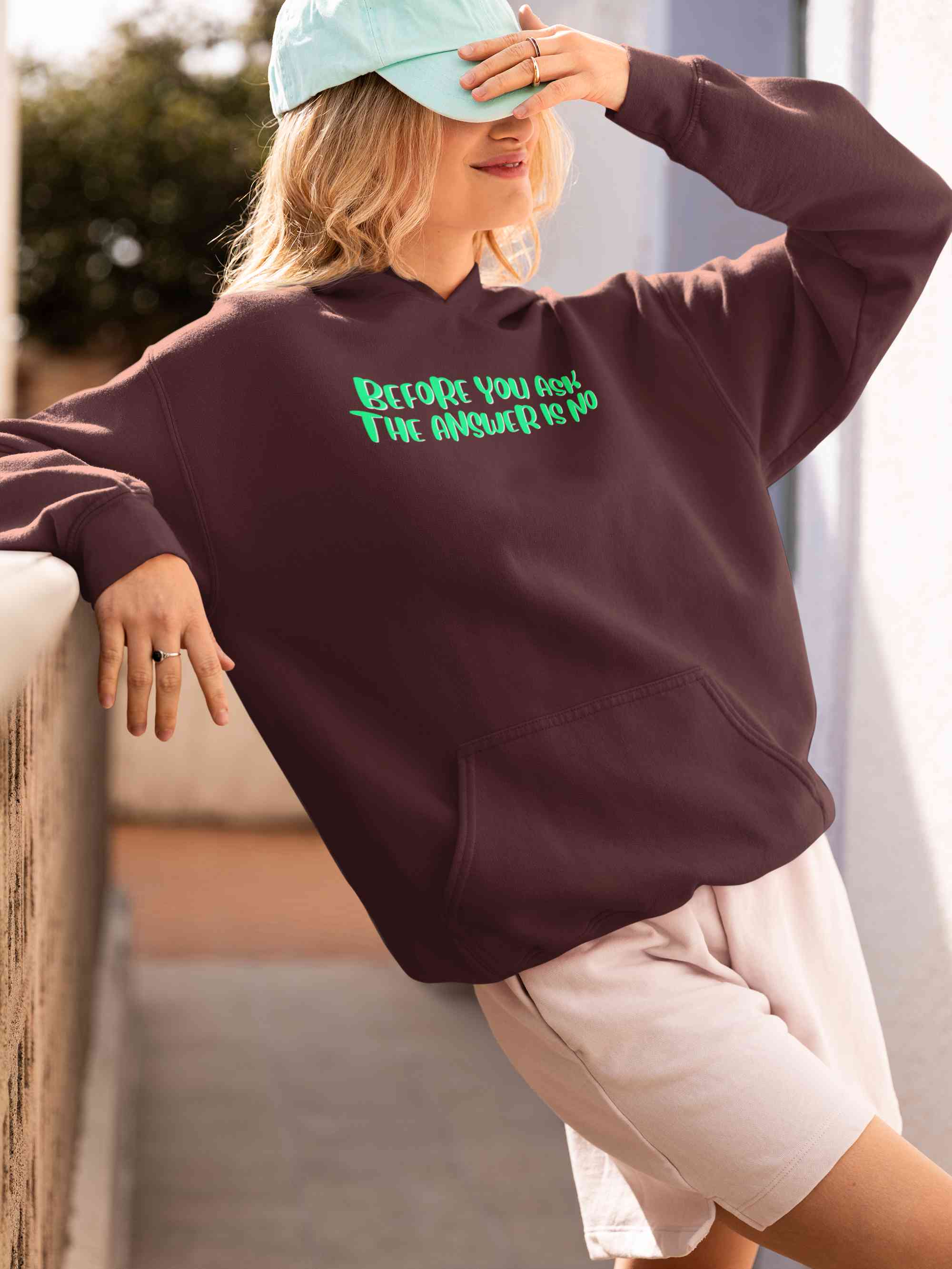 The Answer Is No Hoodies for Women-FunkyTeesClub