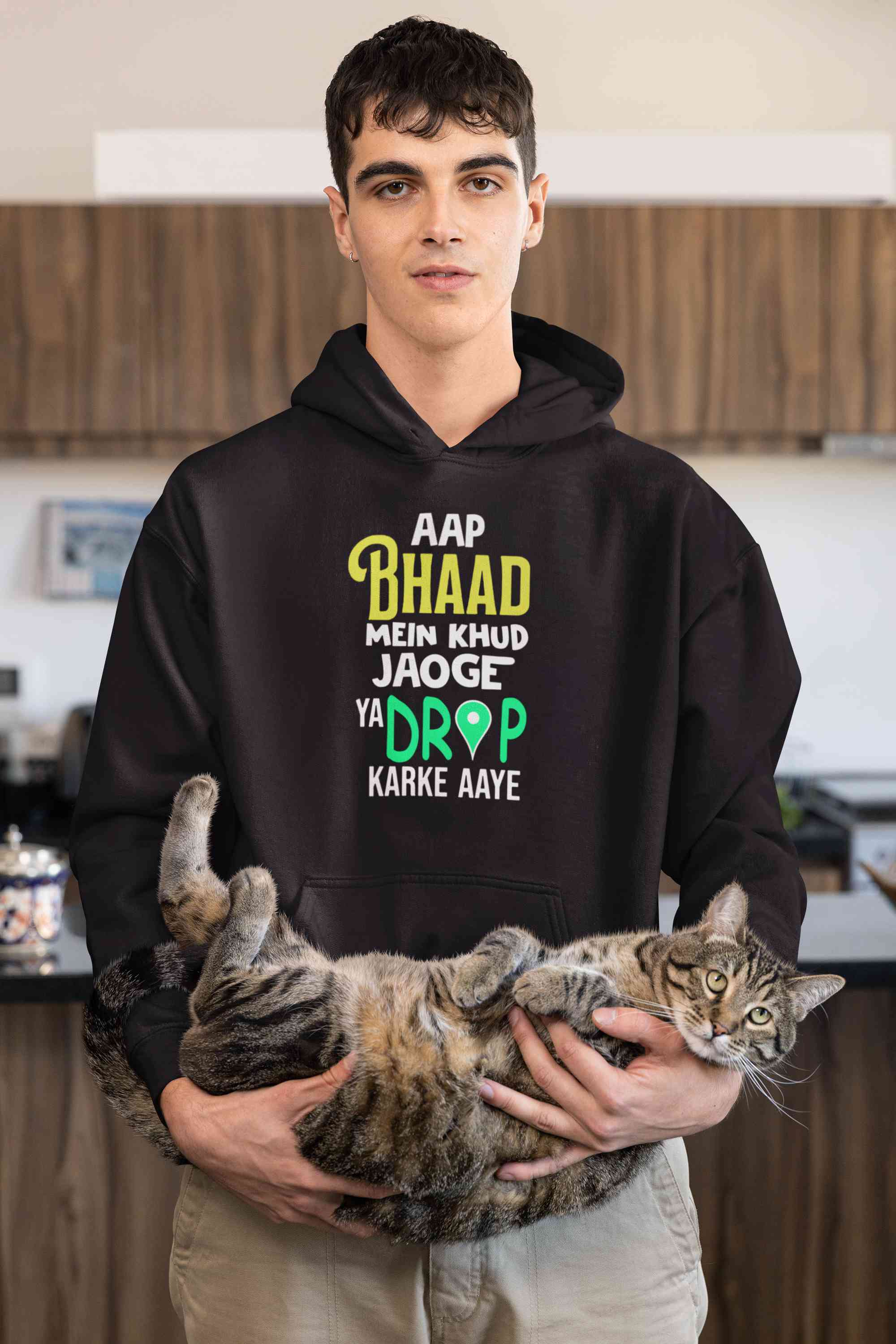 Aap Bhaad Mein Khud Jaoge Ya Drop Karke Aaye Funny Dialogue Men Hoodies-FunkyTeesClub