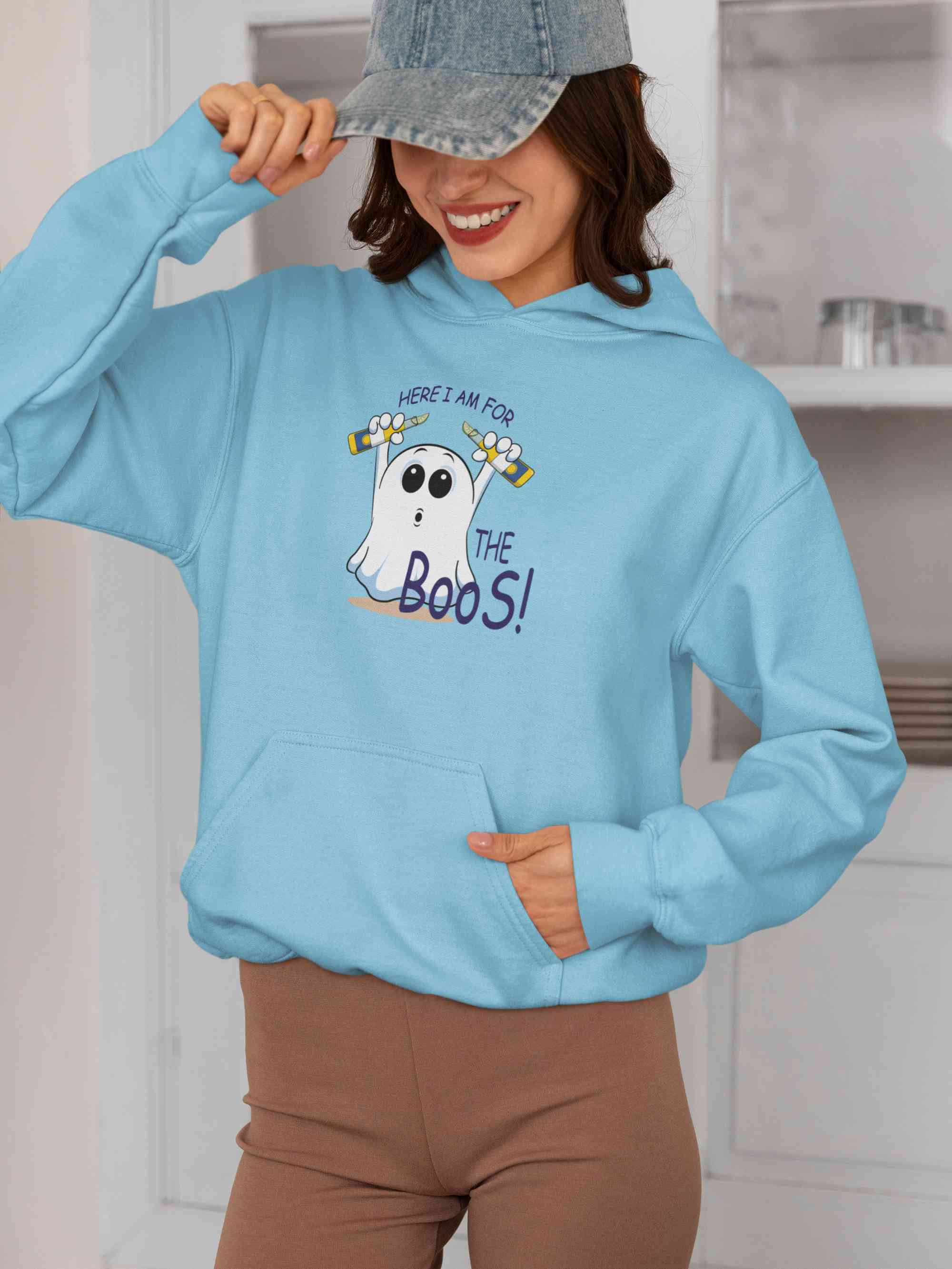 Here For The Boos Funny Graphics Quotes Hoodies for Women-FunkyTeesClub