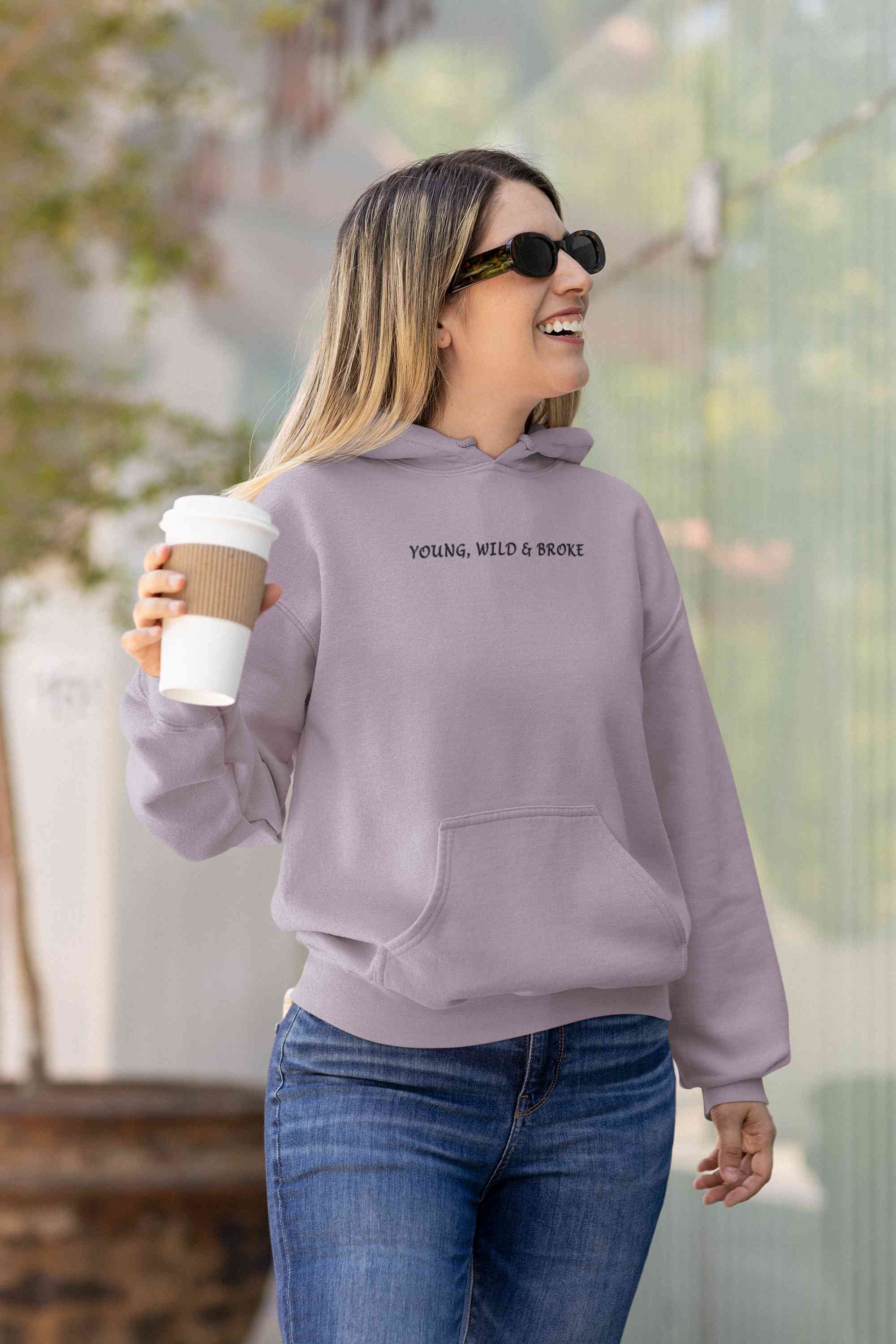 Young Wild Broke Minimals Hoodies for Women-FunkyTeesClub