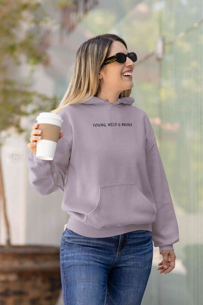 Young Wild Broke Minimals Hoodies for Women-FunkyTeesClub