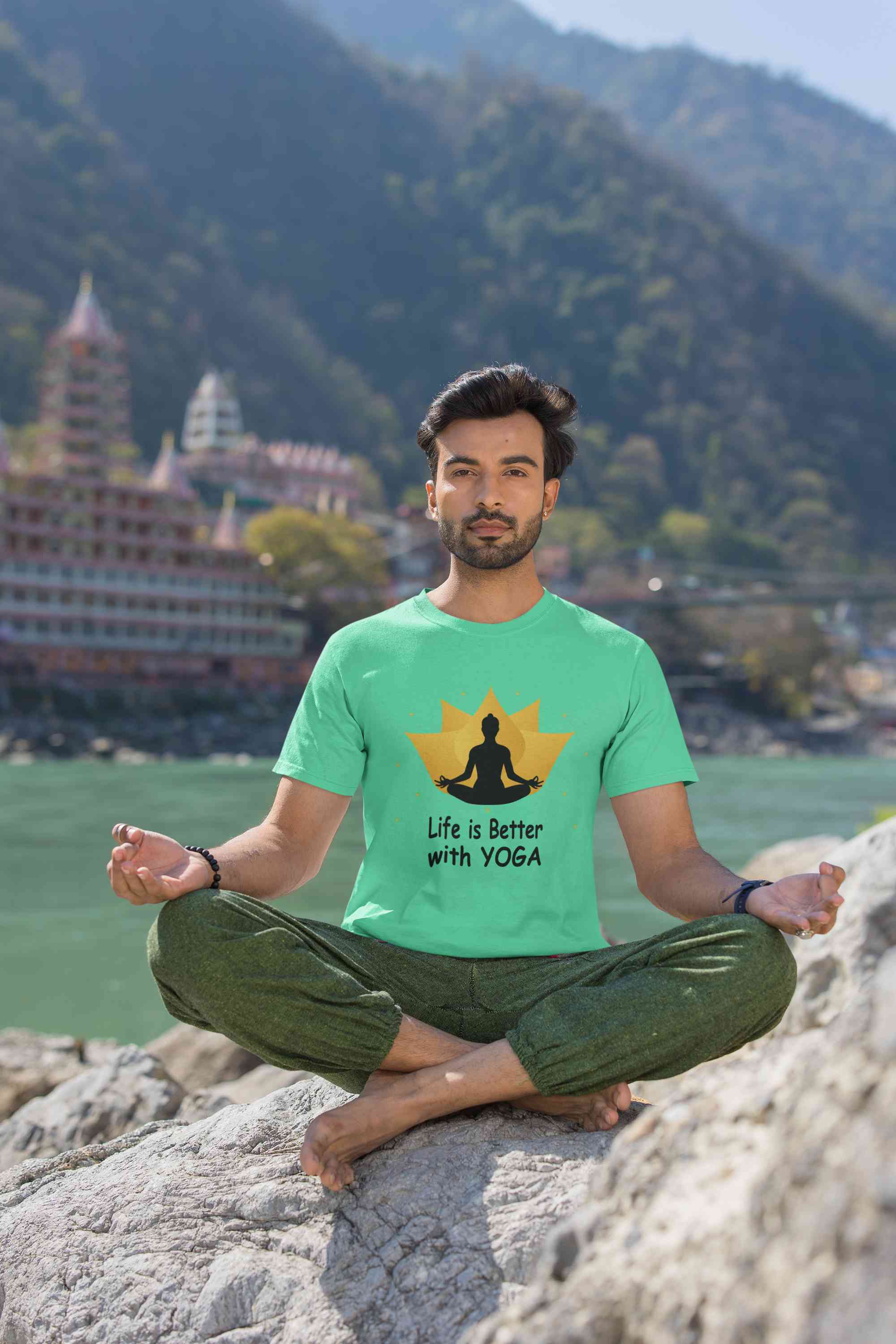 Life Is Better With Yoga Mens Half Sleeves T-shirt- FunkyTeesClub