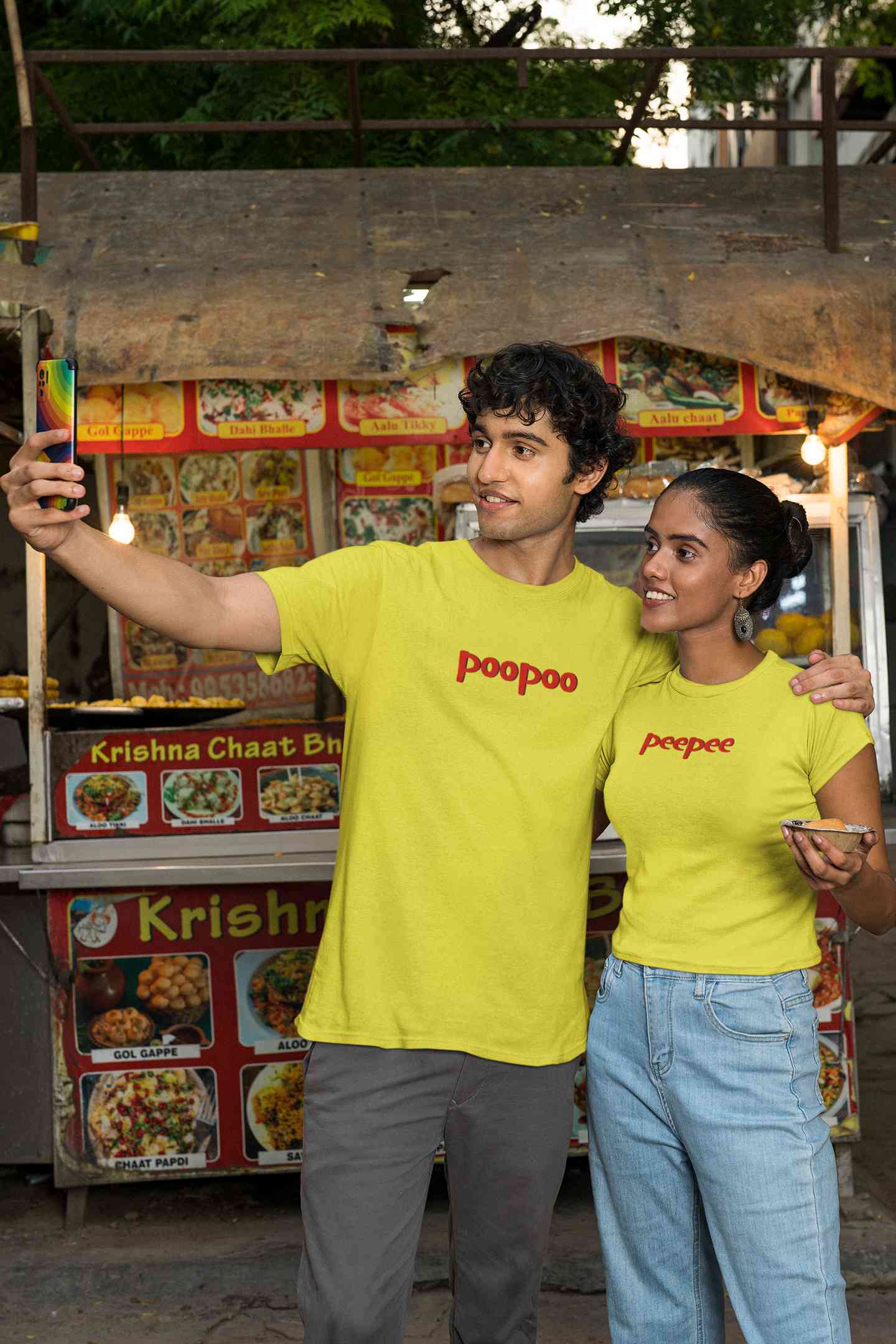 PeePee PooPoo Lovey Dovey Couple Half Sleeves T-Shirts -FunkyTeesClub