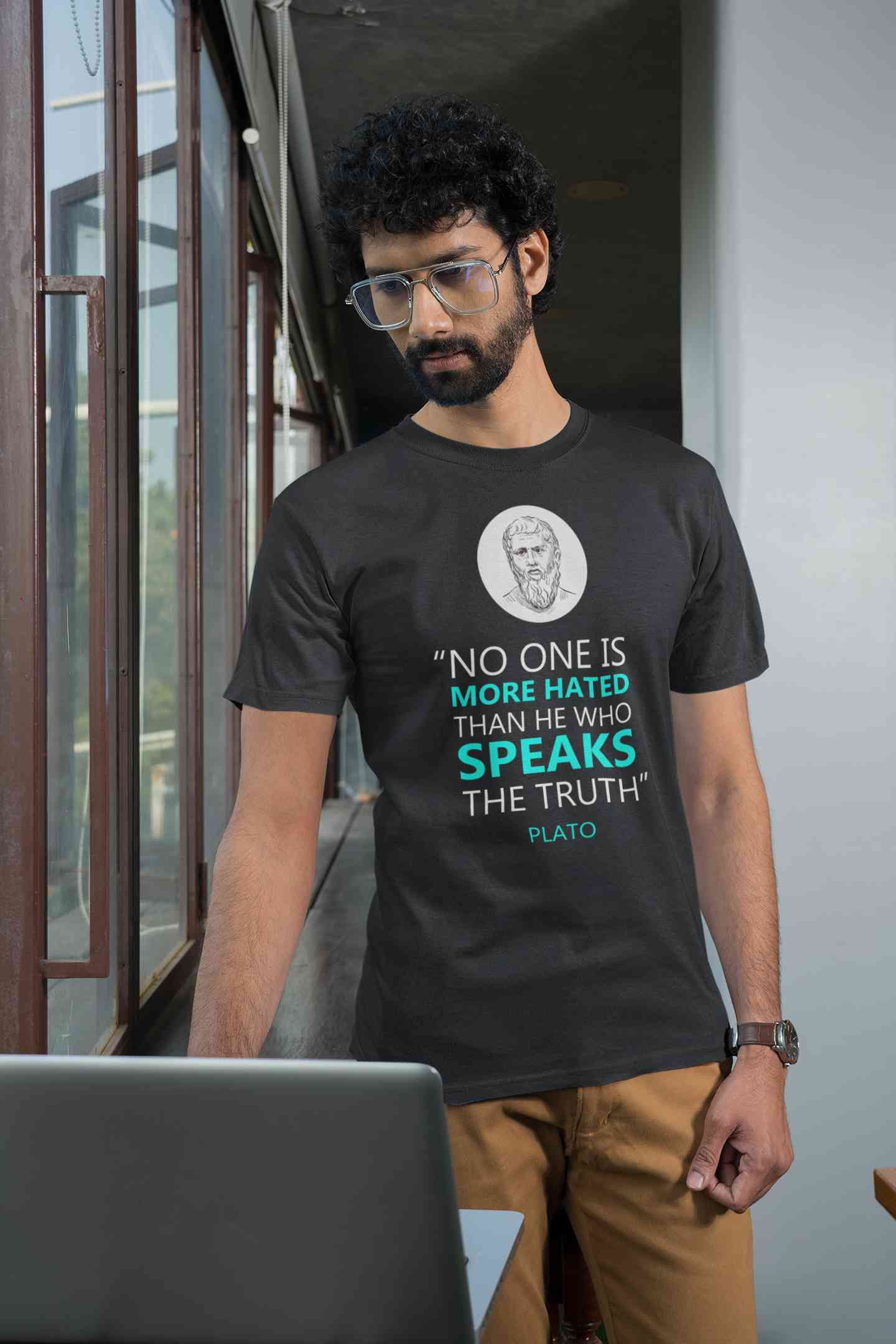 Plato Quote Mens Half Sleeves T-shirt- FunkyTeesClub