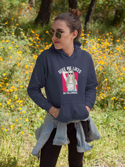 Give Me Likes No Followers Typography Hoodies for Women-FunkyTeesClub