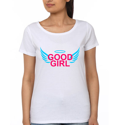 Good Girl Bad Girl BFF Half Sleeves T-Shirts-FunkyTeesClub
