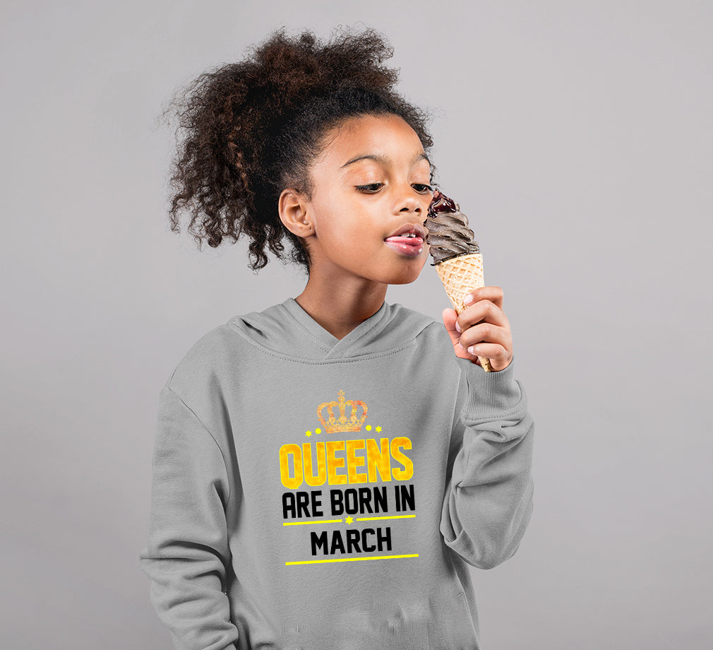 Queens Are Born In March Girl Hoodies-FunkyTeesClub