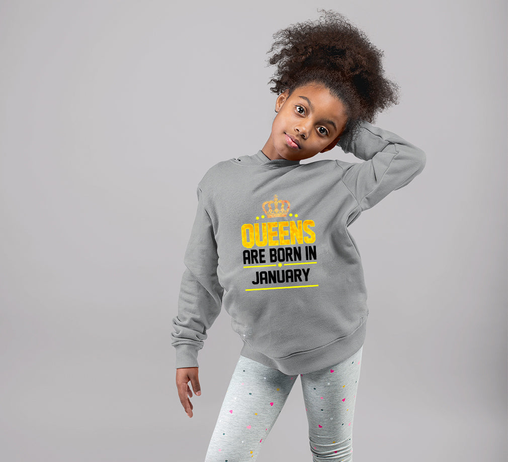 Queens Are Born In January Girl Hoodies-FunkyTeesClub