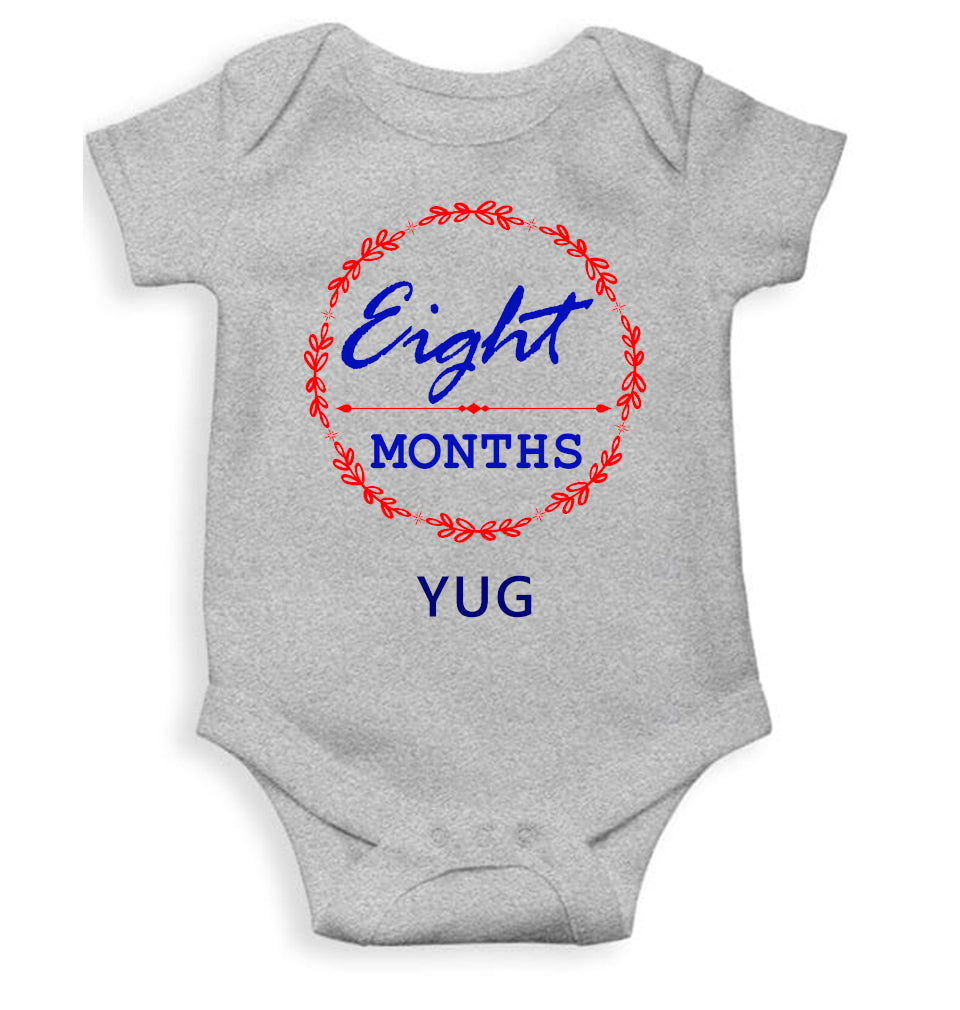 Custom Name Eight Months Rompers for Baby Boy- FunkyTeesClub