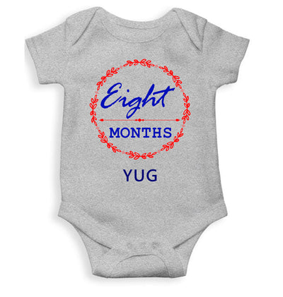 Custom Name Eight Months Rompers for Baby Boy- FunkyTeesClub