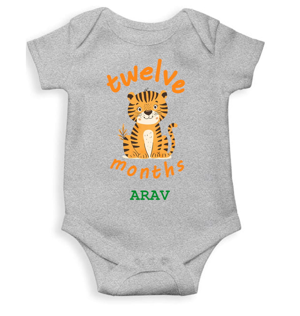 Custom Name Twelve Months Rompers for Baby Boy- FunkyTeesClub