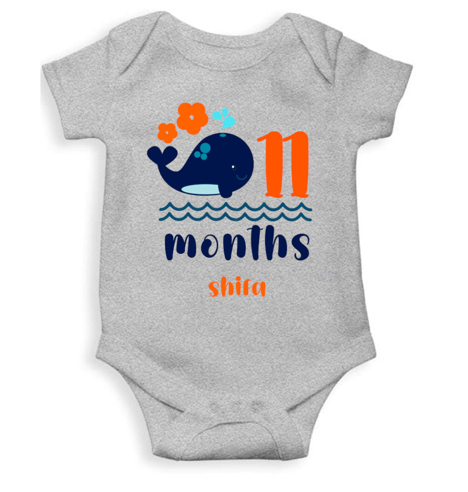 Custom Name Eleventh Month Rompers for Baby Girl- FunkyTeesClub