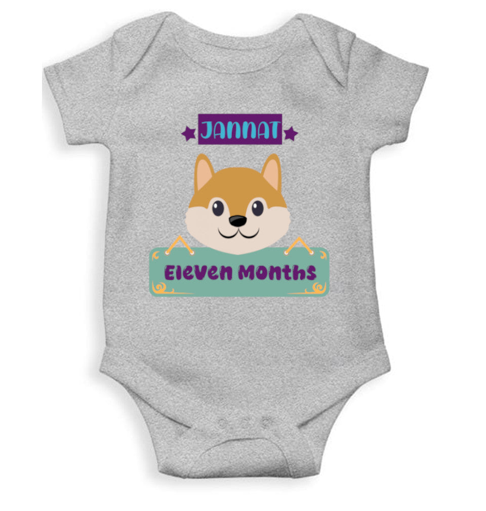 Custom Name Eleven Months Rompers for Baby Girl- FunkyTeesClub