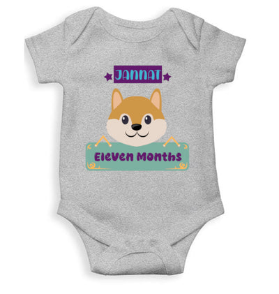 Custom Name Eleven Months Rompers for Baby Girl- FunkyTeesClub