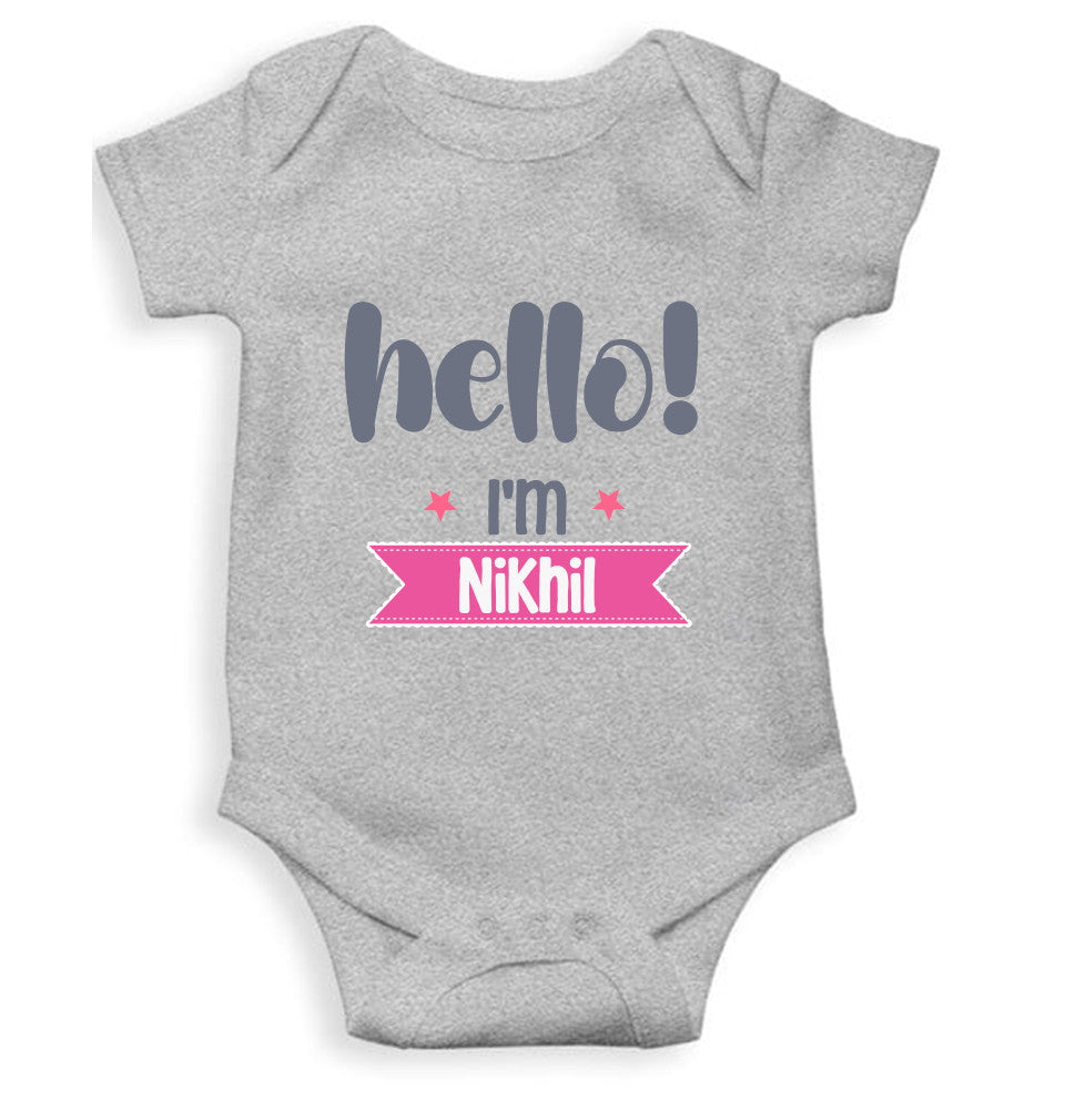 Custom Name Hello New Born Rompers for Baby Boy- FunkyTeesClub