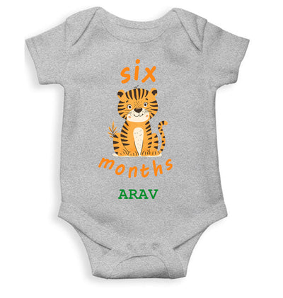 Custom Name Six Month Rompers for Baby Boy- FunkyTeesClub