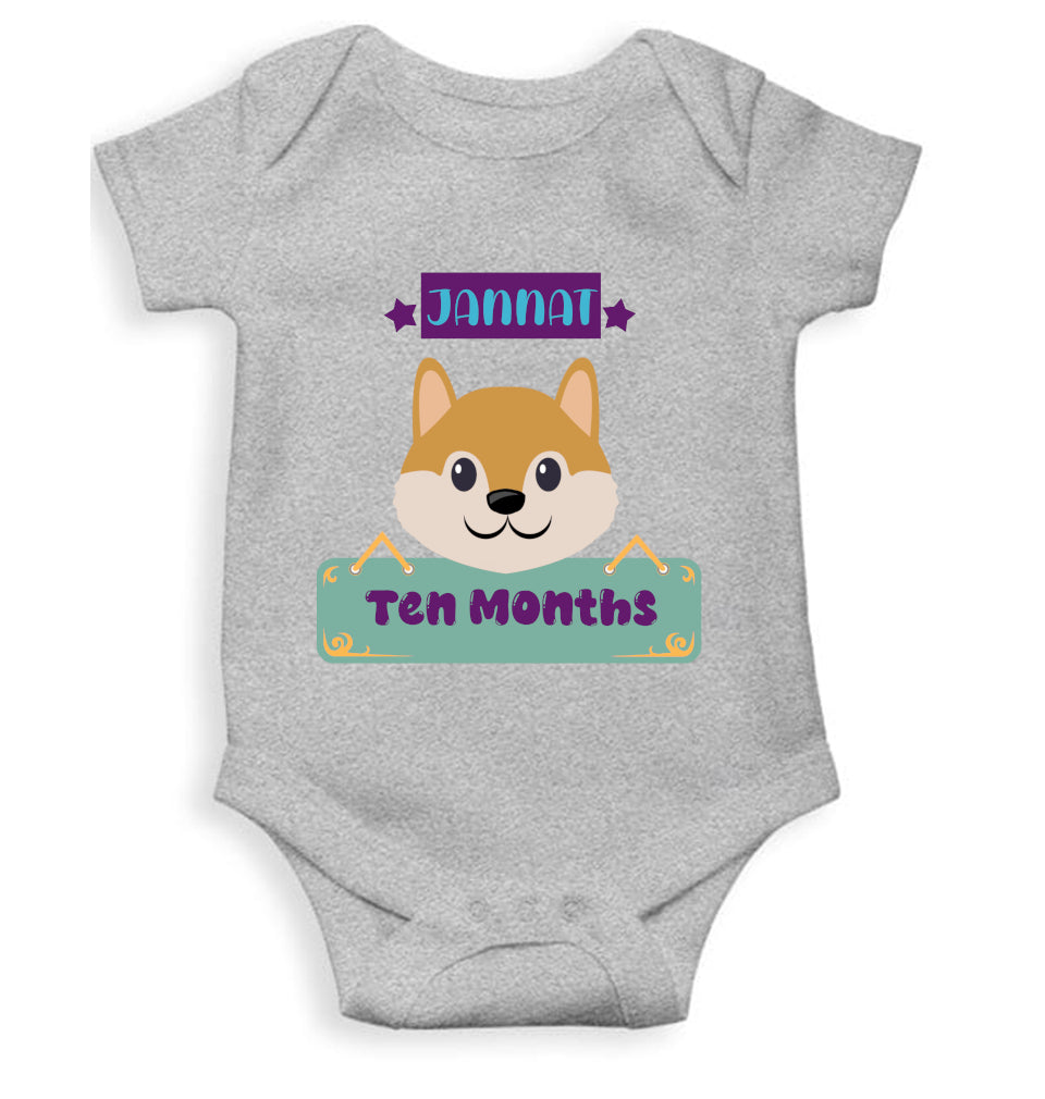 Custom Name Ten Months Rompers for Baby Girl- FunkyTeesClub