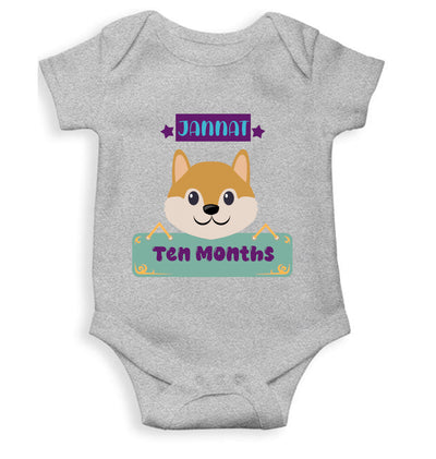 Custom Name Ten Months Rompers for Baby Girl- FunkyTeesClub