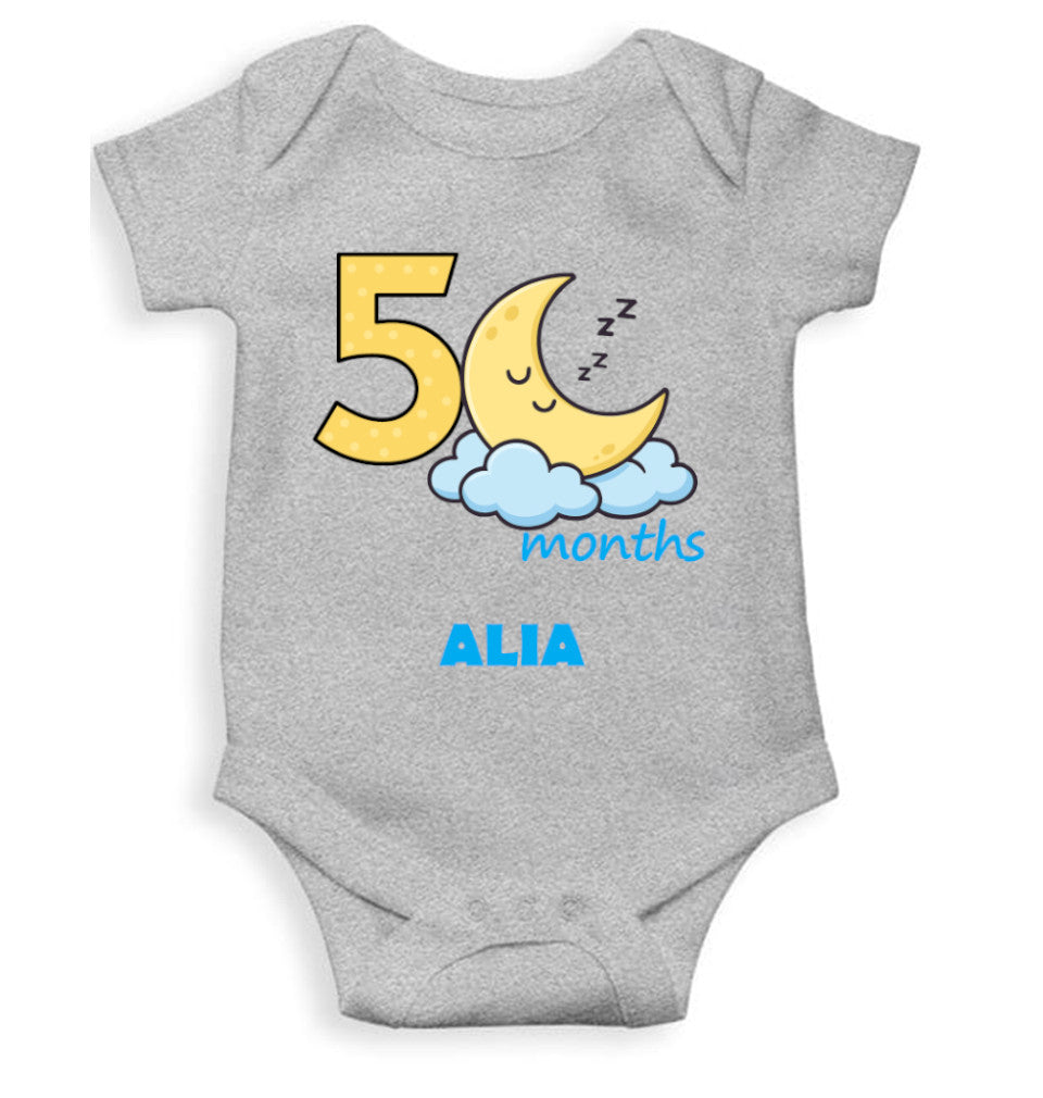 Custom Name Fifth Month Rompers for Baby Girl- FunkyTeesClub
