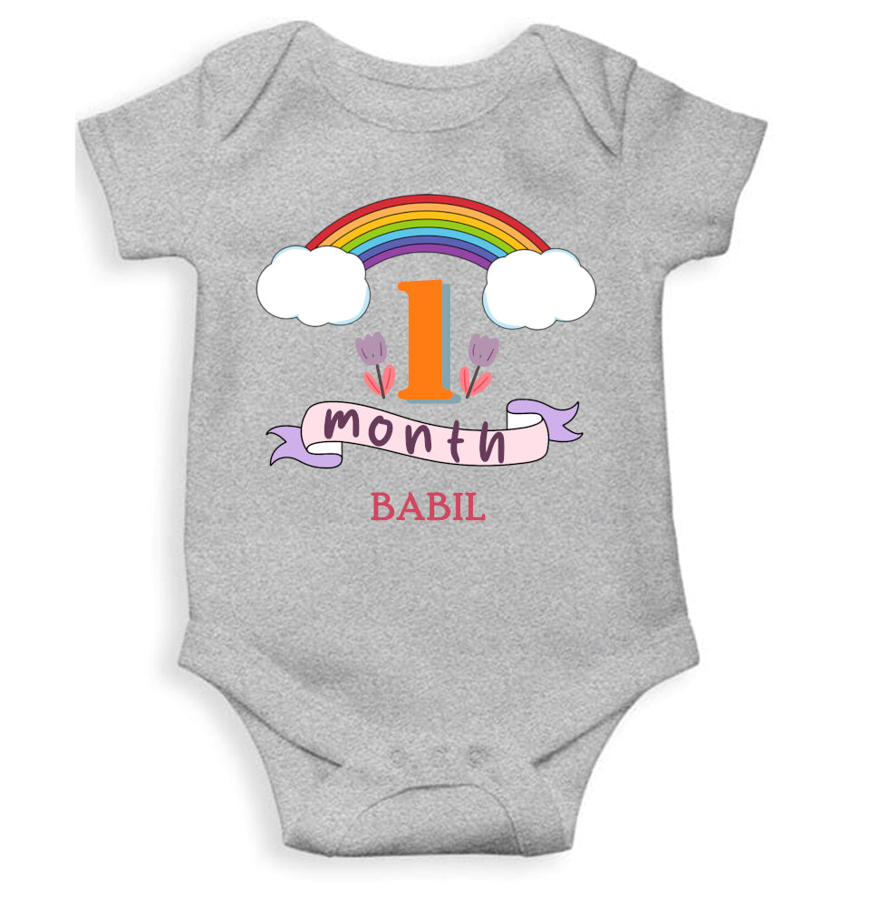 Custom Name First Month Rompers for Baby Boy- FunkyTeesClub