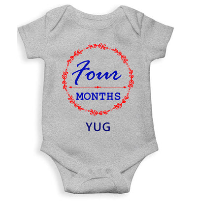 Custom Name Four Months Rompers for Baby Boy- FunkyTeesClub