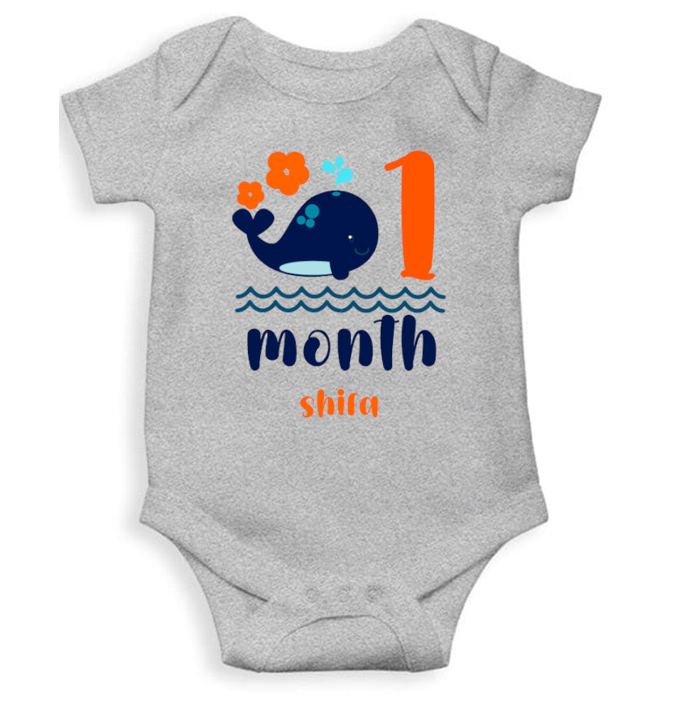 Custom Name Month One Rompers for Baby Girl- FunkyTeesClub