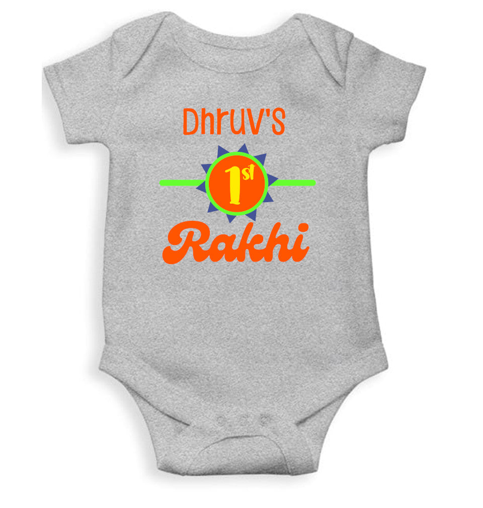 Custom Name My First Rakhi Rakshabadhan Rompers for Baby Boy- FunkyTeesClub