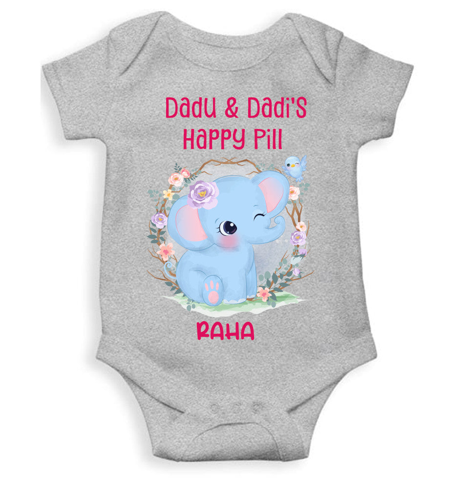 Custom Name Dada Dadis Happy Pill New Born Rompers for Baby Girl- FunkyTeesClub