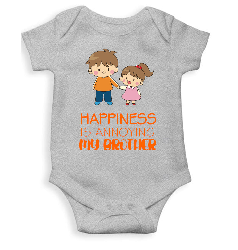 Happiness Is Annoying My Brother Rakshabandhan Rompers for Baby Girl- FunkyTeesClub