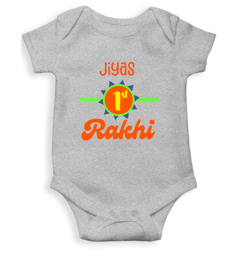 Custom Name My First Rakhi Rakshabandhan Rompers for Baby Girl- FunkyTeesClub