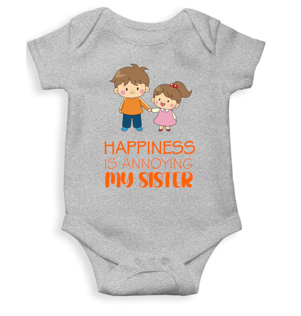 Happiness Is Annoying My Sister Rakshabadhan Rompers for Baby Boy- FunkyTeesClub
