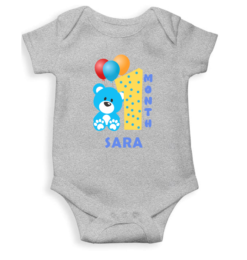 Custom Name First Month Rompers for Baby Girl- FunkyTeesClub