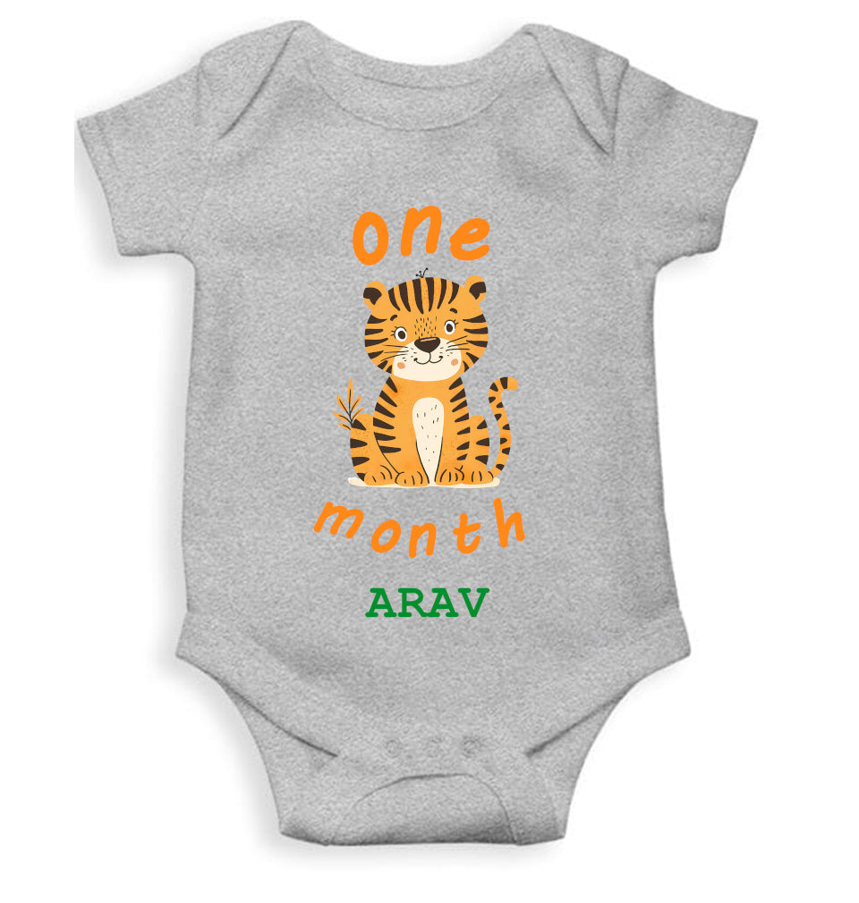 Custom Name One Month Rompers for Baby Boy- FunkyTeesClub