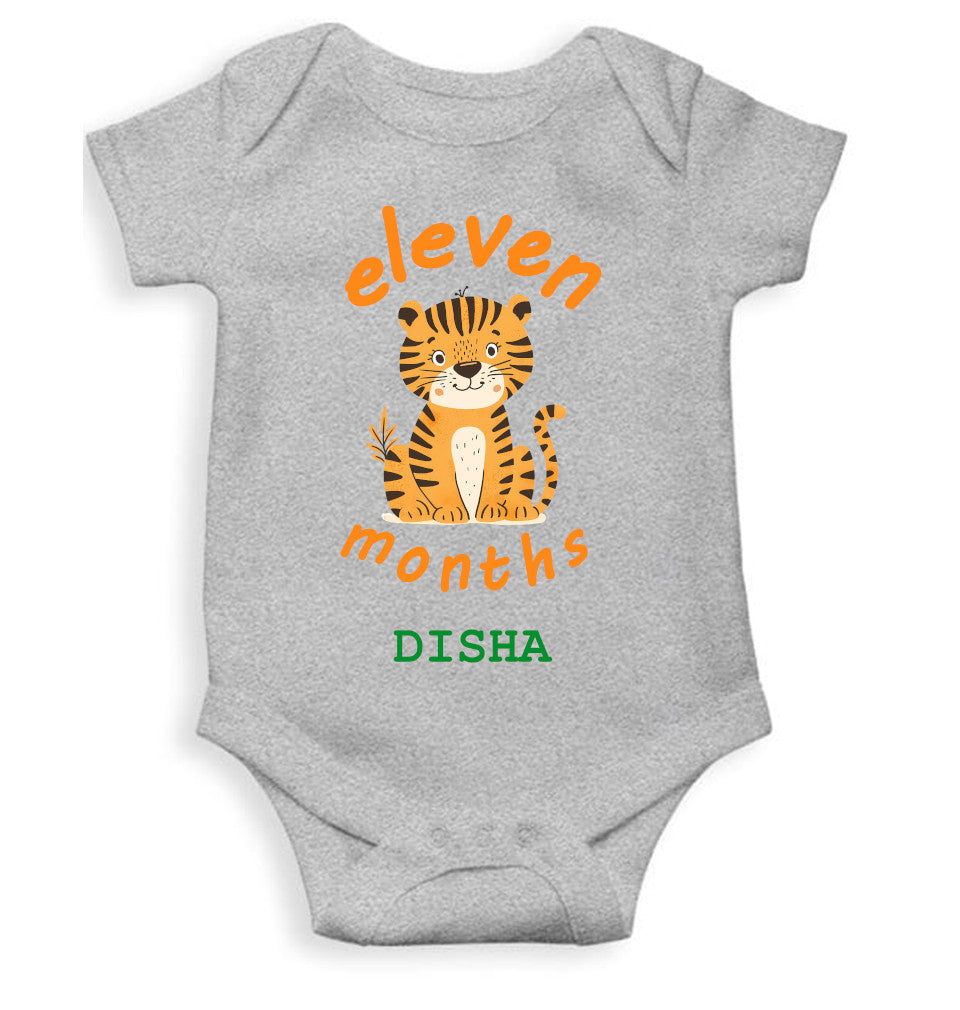 Custom Name Eleven Month Rompers for Baby Girl- FunkyTeesClub