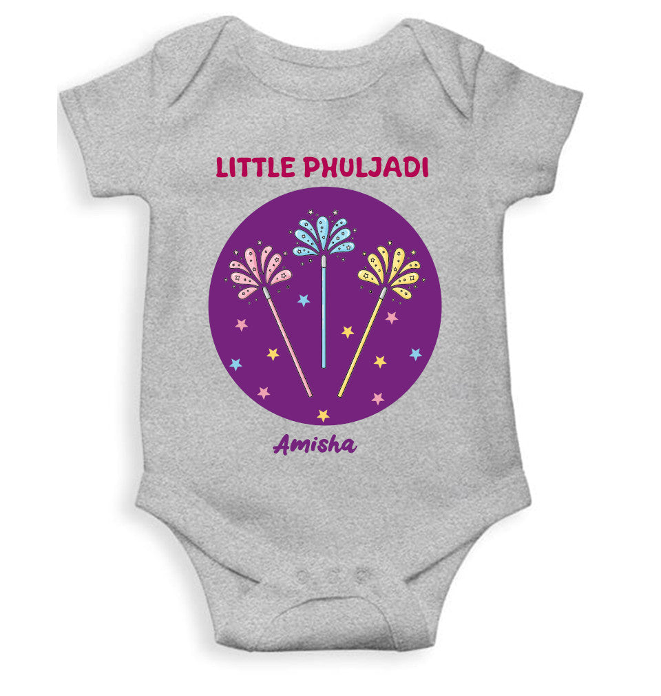 Custom Name Little Phuljadi Diwali Rompers for Baby Girl- FunkyTeesClub