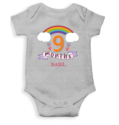 Custom Name Ninth Month Rompers for Baby Boy- FunkyTeesClub