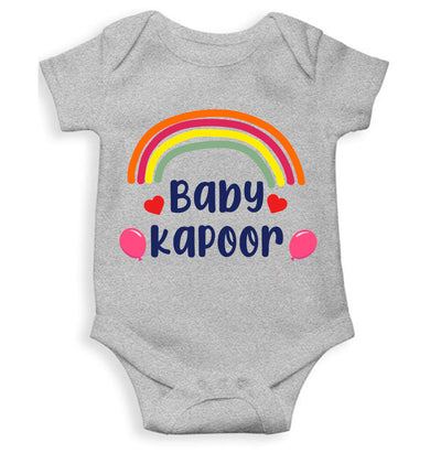 Custom Name Baby Surname Rainbow Design New Born Rompers for Baby Girl- FunkyTeesClub