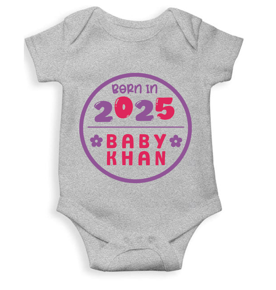 Custom Name Baby Surname And Year New Born Rompers for Baby Girl- FunkyTeesClub