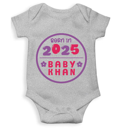 Custom Name Baby Surname And Year New Born Rompers for Baby Girl- FunkyTeesClub