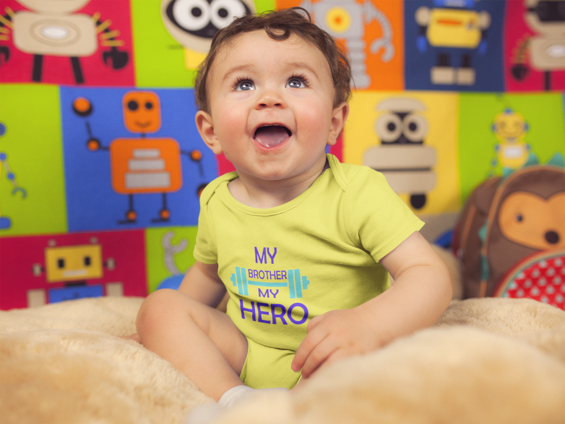 My Brother My Hero Rompers for Baby Boy- FunkyTeesClub