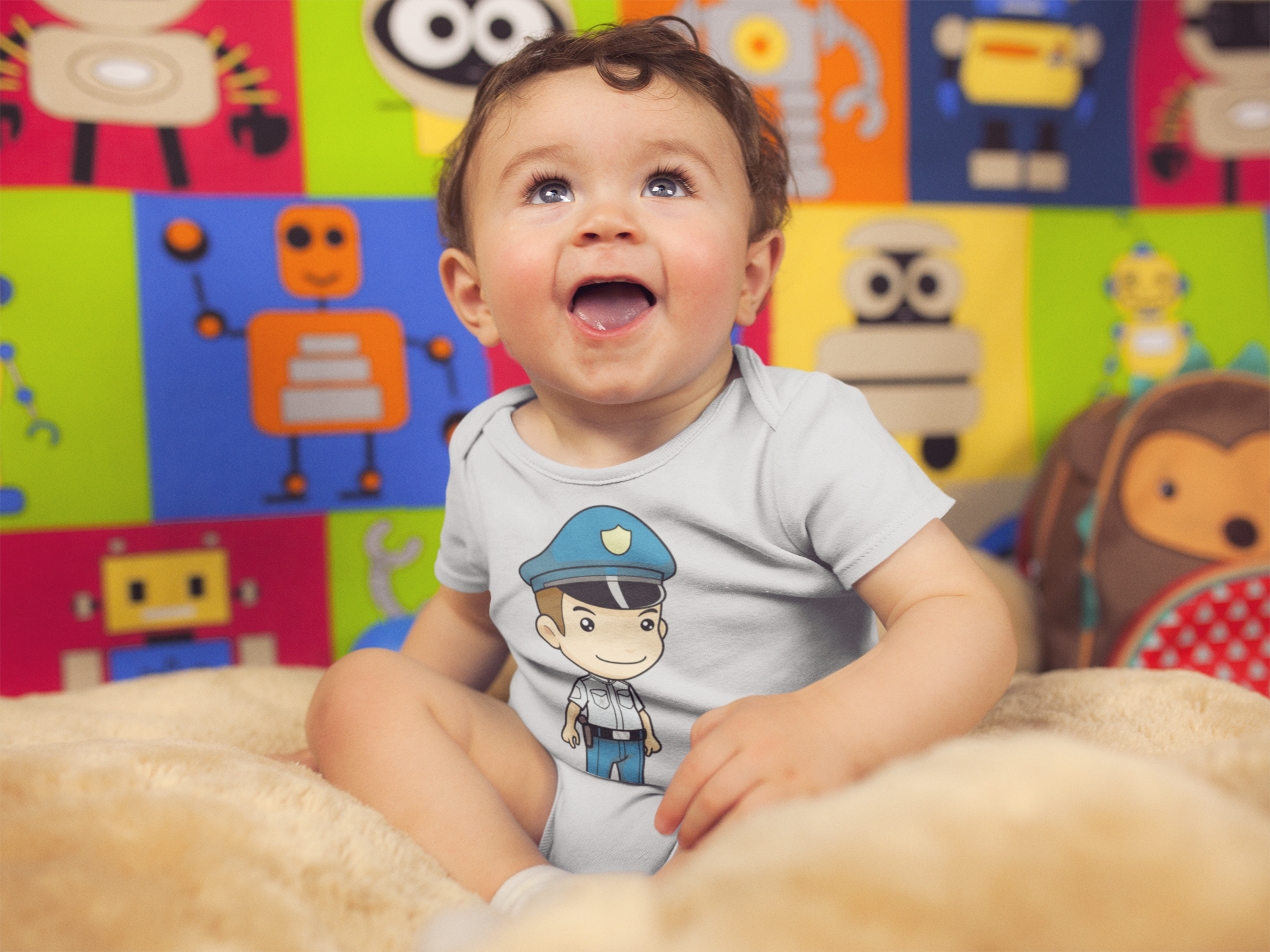 Future Police Rompers for Baby Boy- FunkyTeesClub