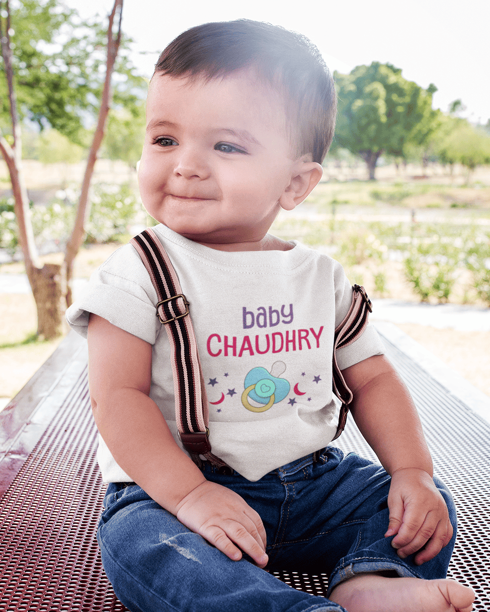 Custom Name Baby Surname Cute New Born Half Sleeves T-Shirt for Boys -FunkyTeesClub