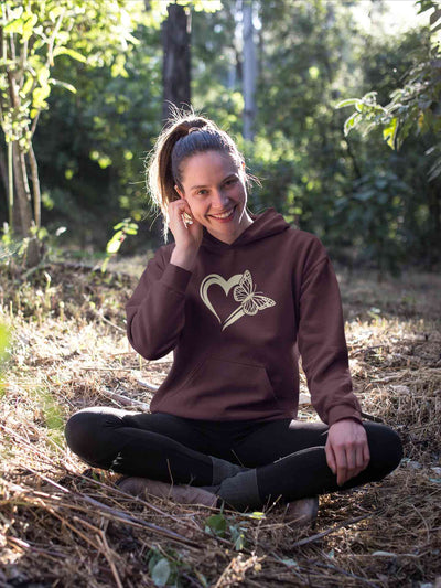 Heart Butterfly Vector Hoodies for Women-FunkyTeesClub