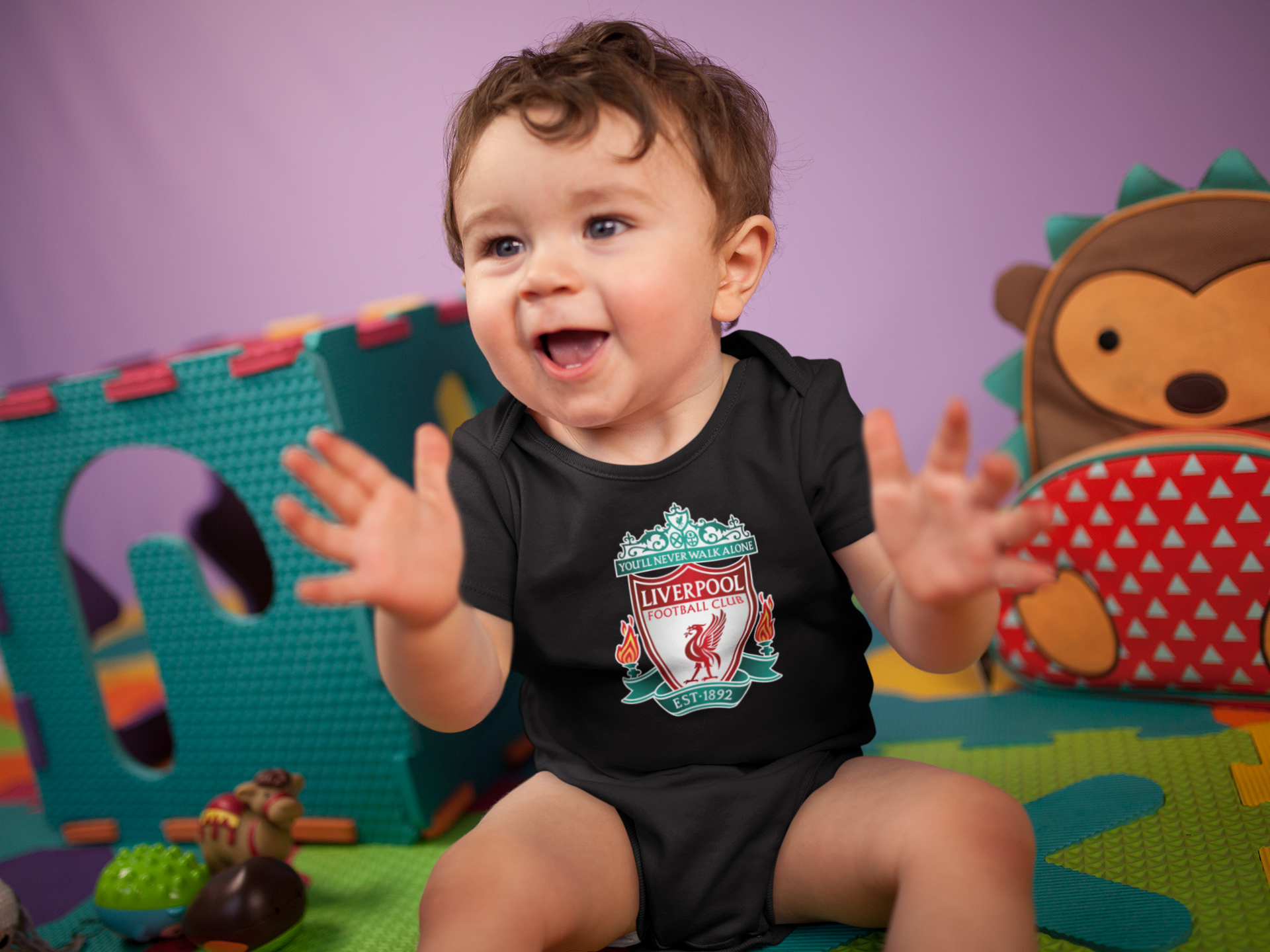 Liverpool Black Rompers for Baby Boy - FunkyTeesClub