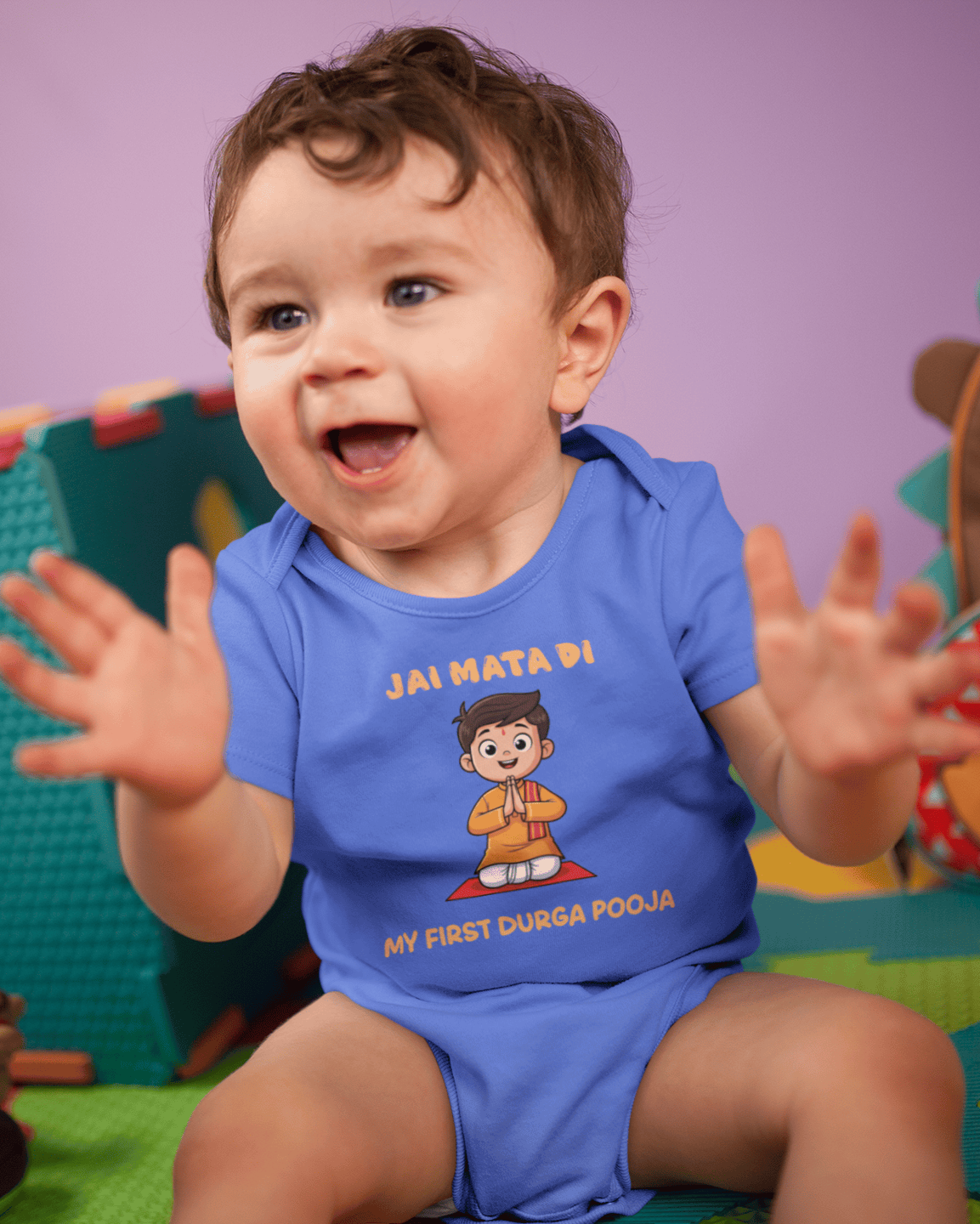 Jai Mata Di First Durga Pooja Rompers for Baby Boy- FunkyTeesClub